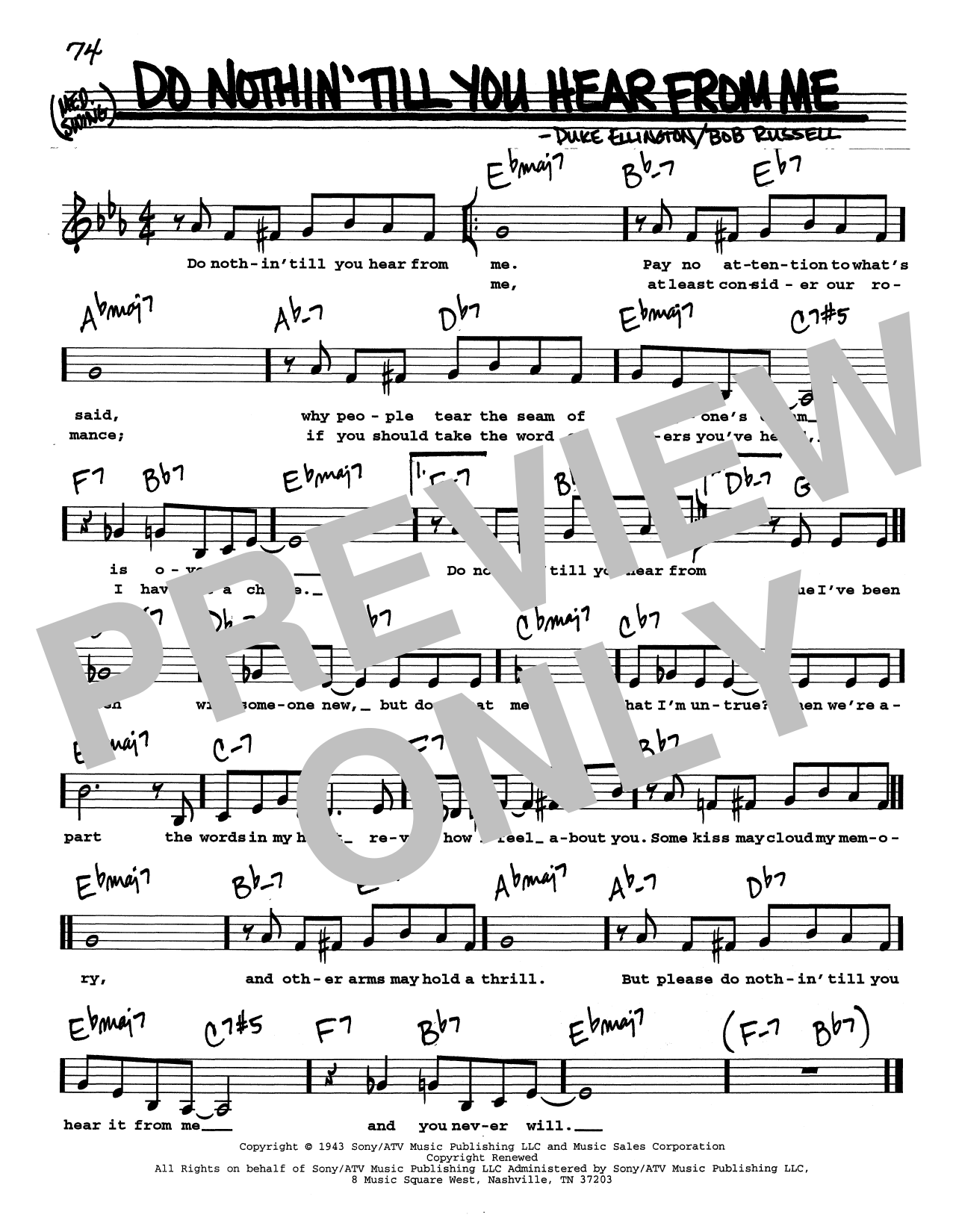 Duke Ellington Do Nothin' Till You Hear From Me (Low Voice) sheet music notes printable PDF score