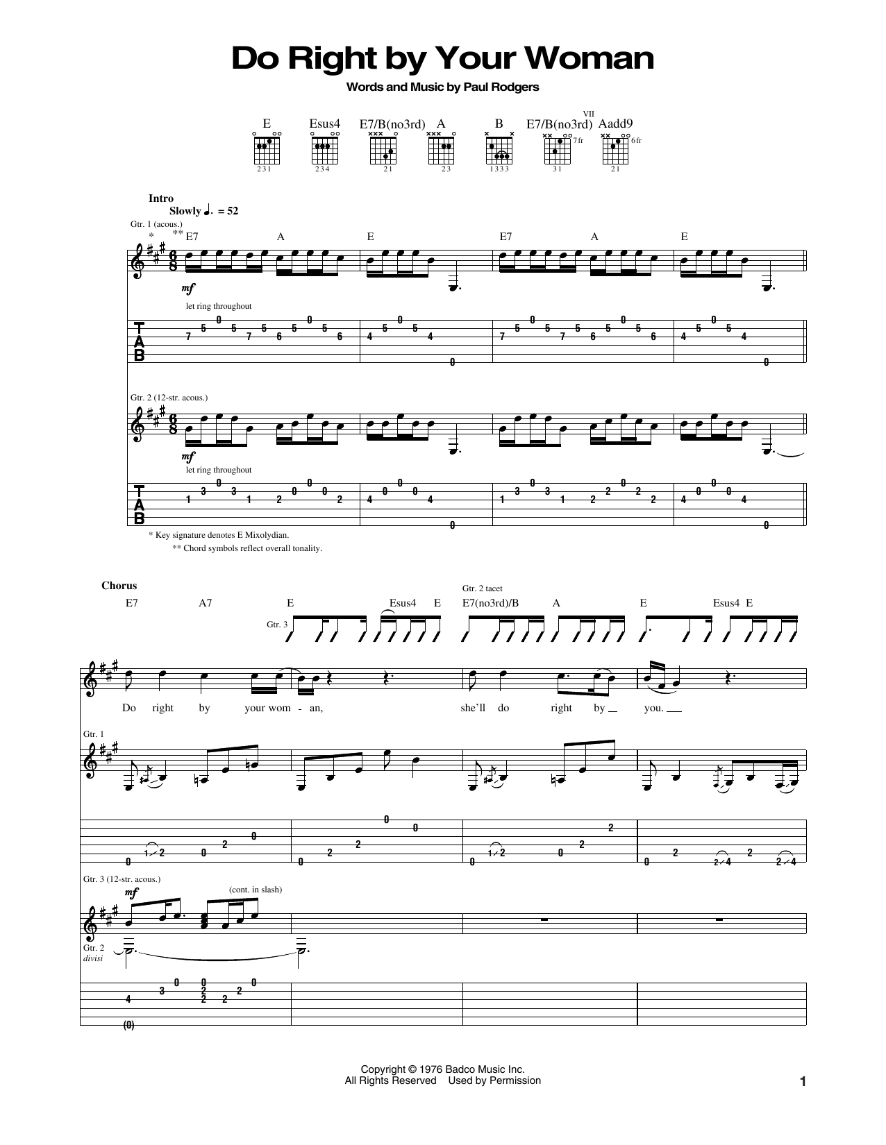 Download Bad Company Do Right By Your Woman Sheet Music