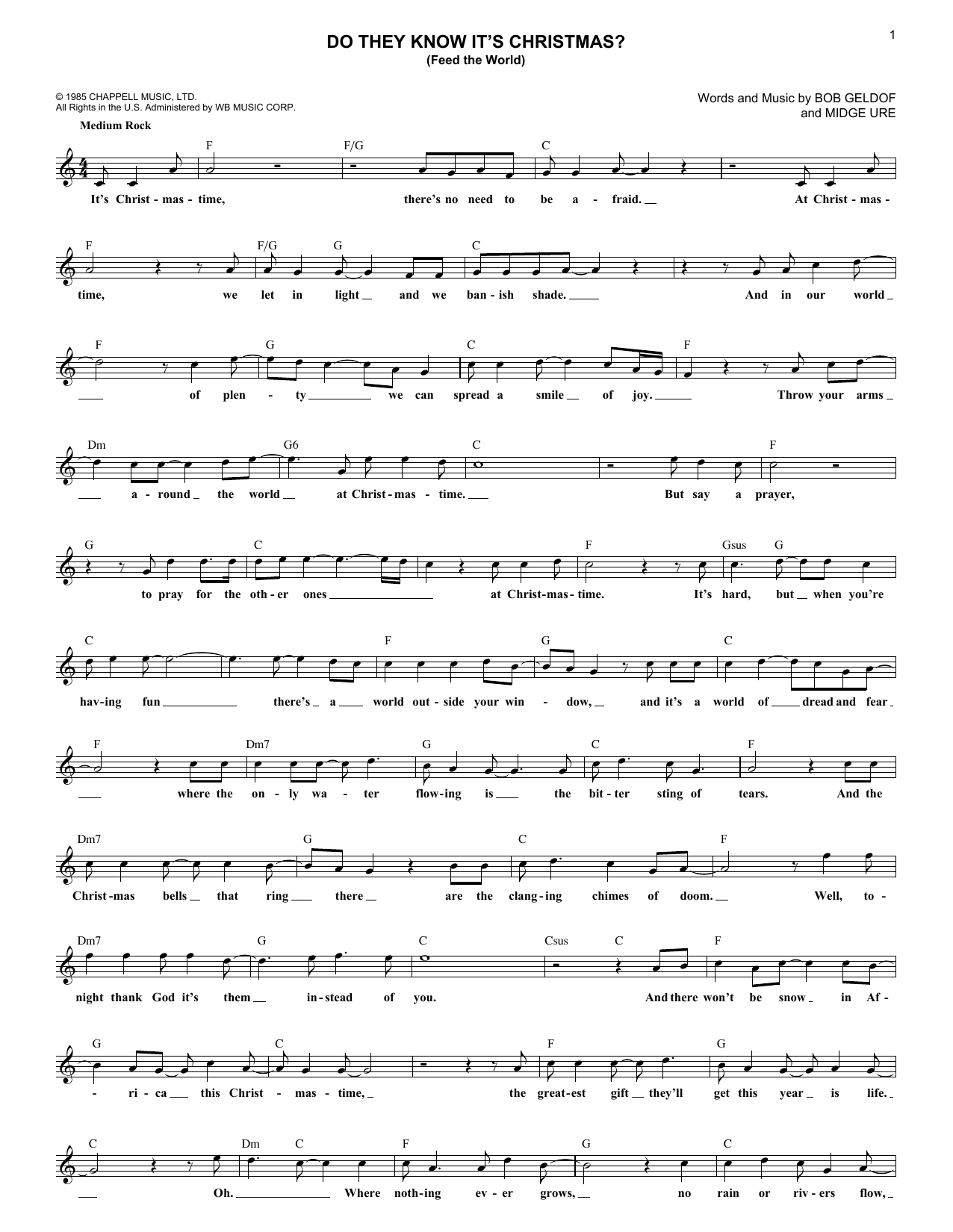 Download Band Aid Do They Know It's Christmas? (Feed The Sheet Music