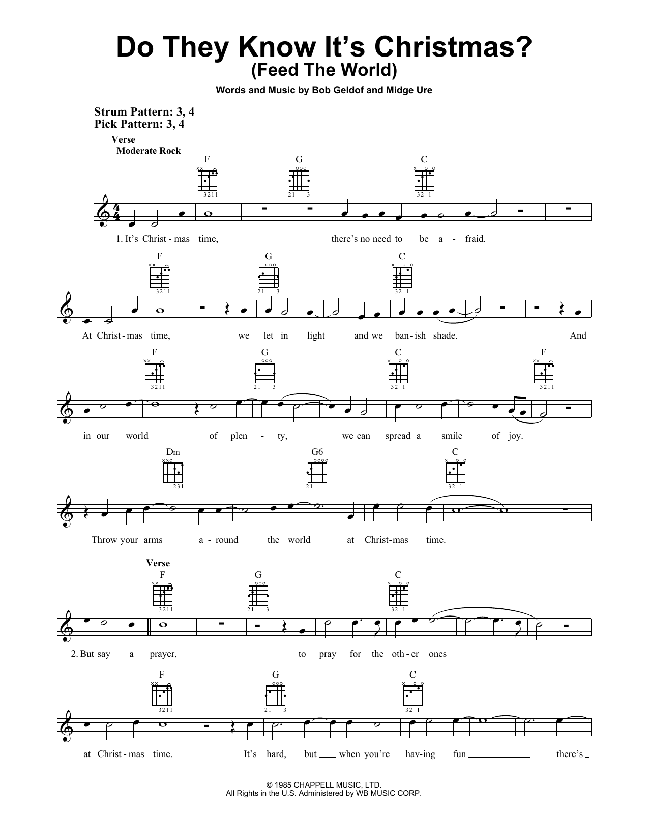 Download Bob Geldof Do They Know It's Christmas? (Feed The Sheet Music