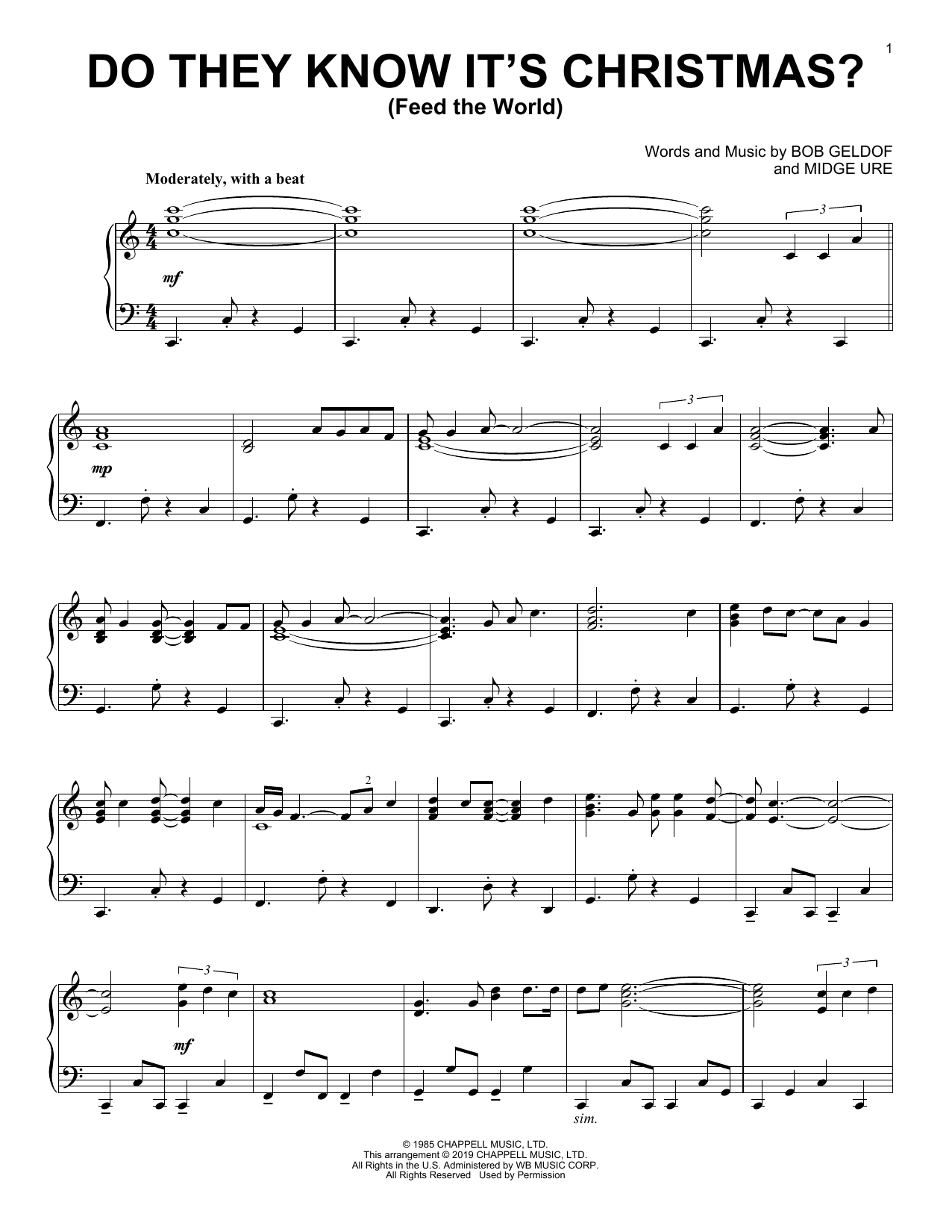 Download Bob Geldof & Midge Ure Do They Know It's Christmas? (Feed The Sheet Music
