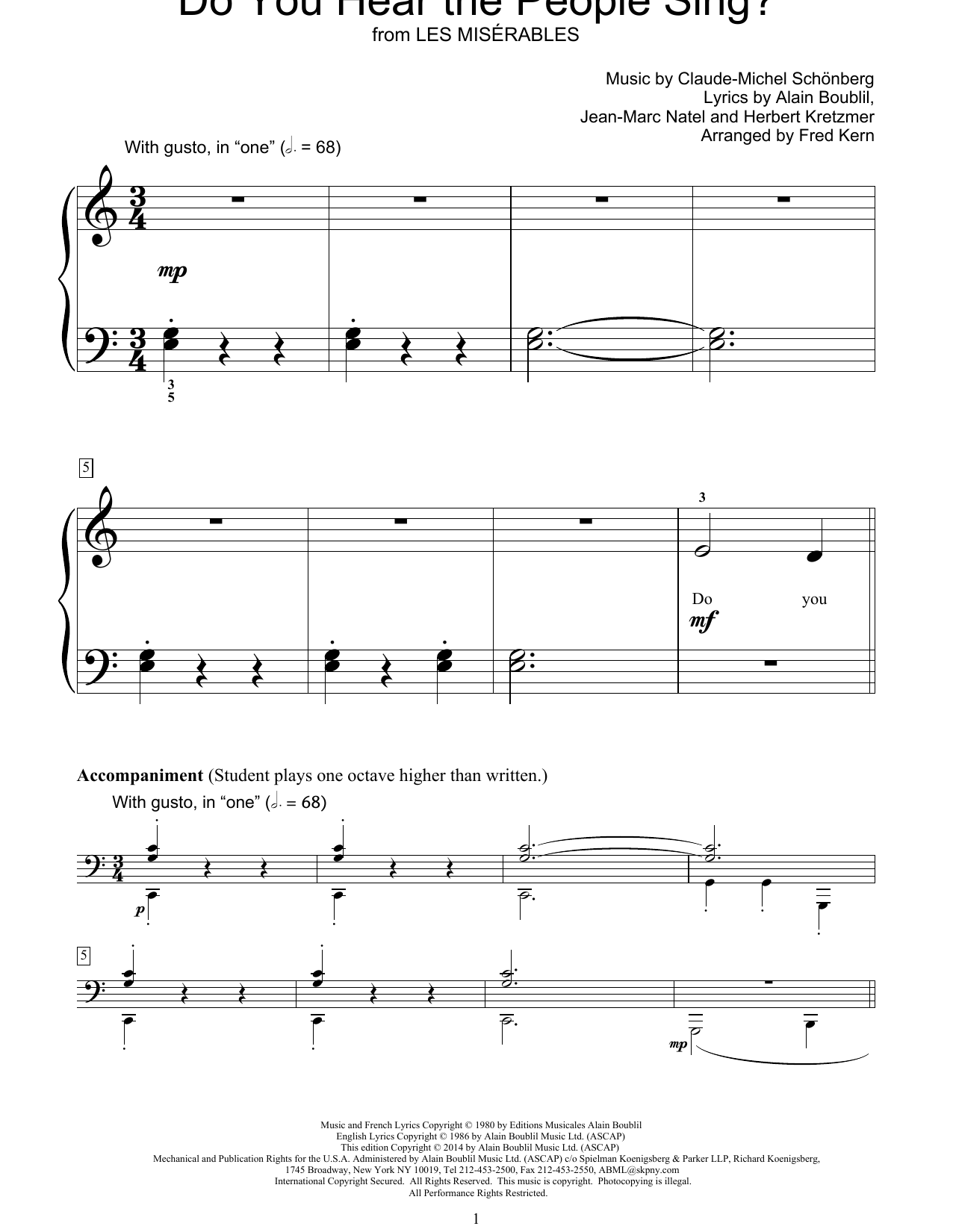 Download Fred Kern Do You Hear The People Sing? Sheet Music
