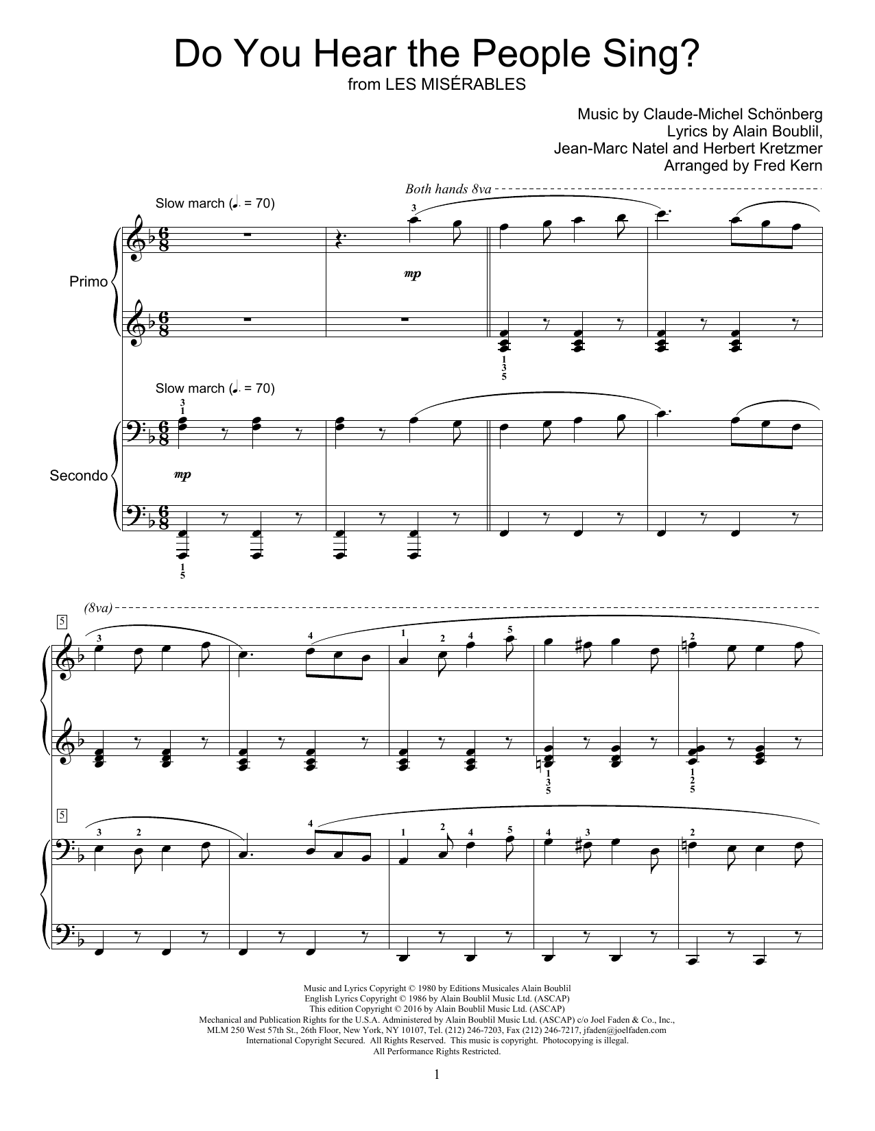 Download Fred Kern Do You Hear The People Sing? Sheet Music