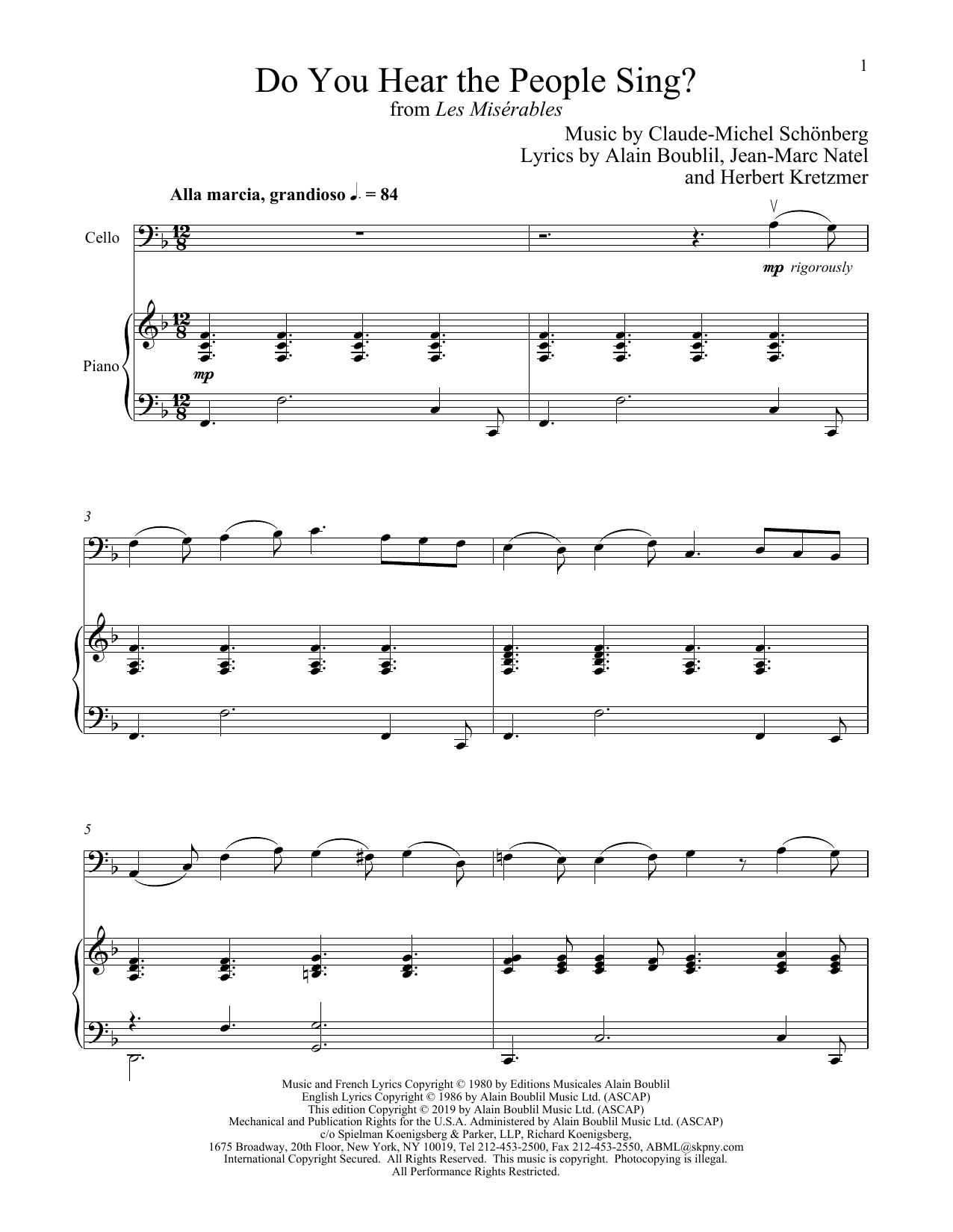 Download Boublil and Schonberg Do You Hear The People Sing? (from Les Sheet Music