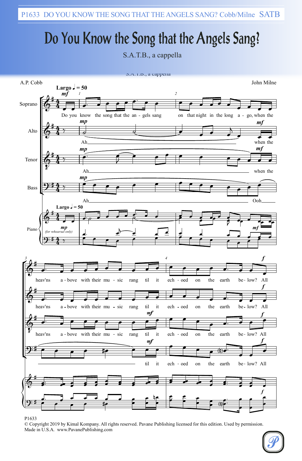 Download A.P. Cobb and John Milne Do You Know The Song That The Angels Sa Sheet Music