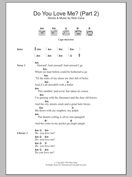 Download Nick Cave Do You Love Me (Part 2) Sheet Music