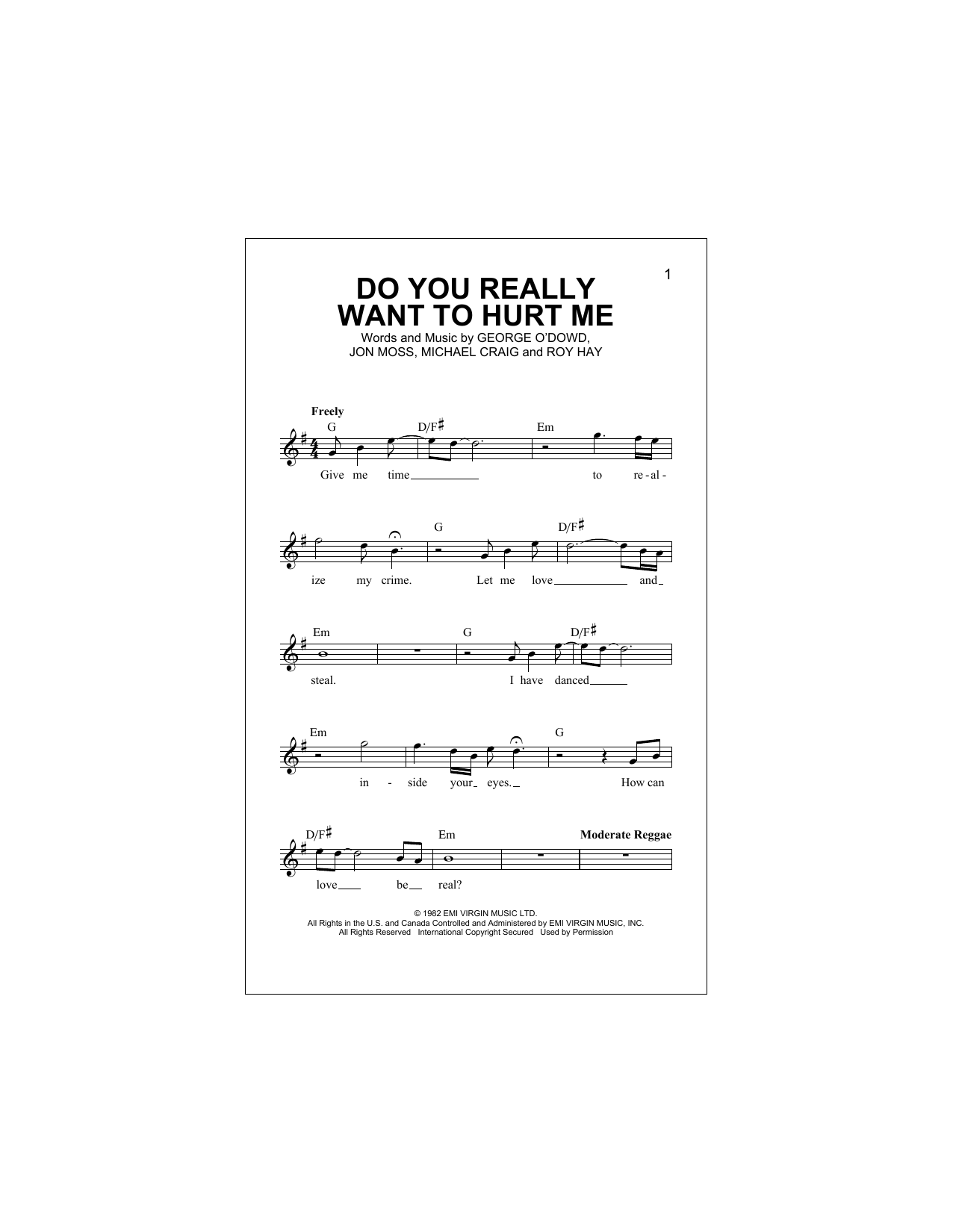 Download Culture Club Do You Really Want To Hurt Me Sheet Music