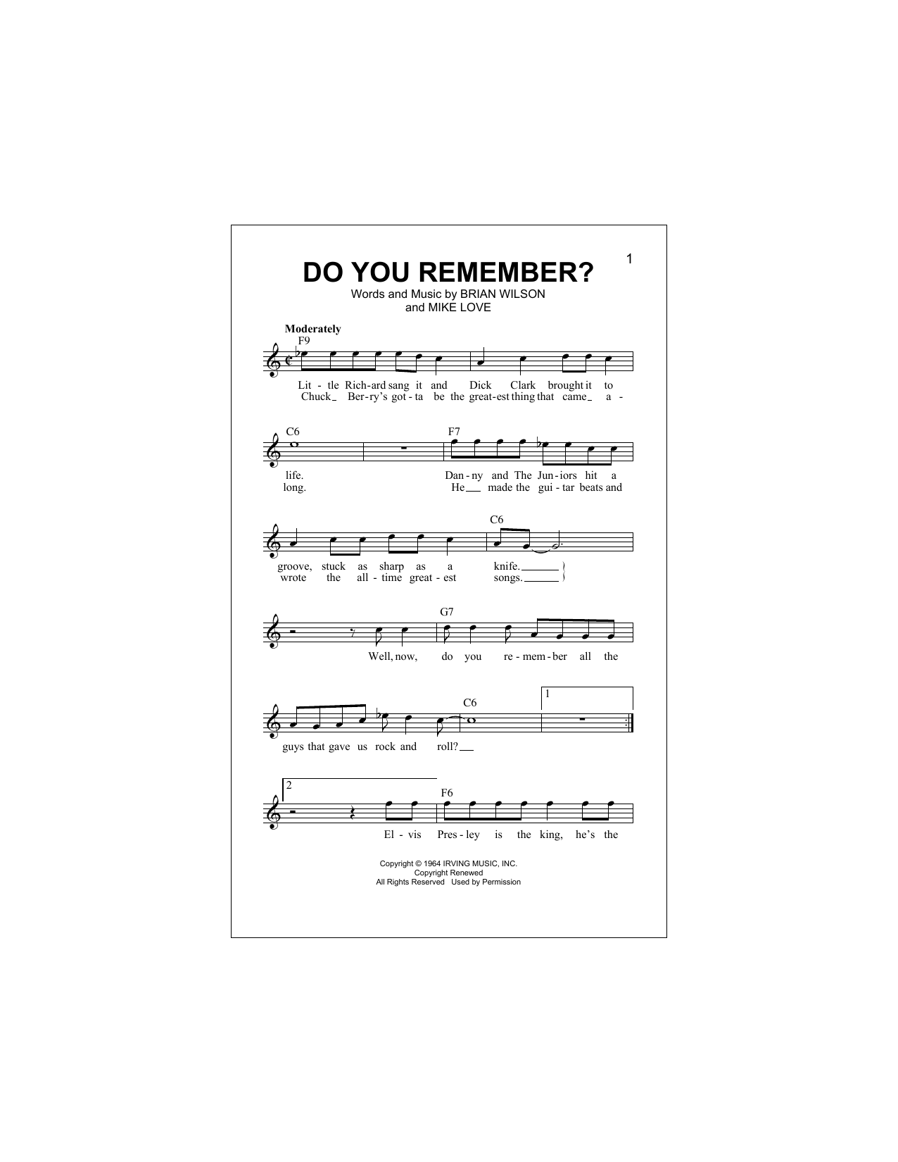 Download The Beach Boys Do You Remember? Sheet Music