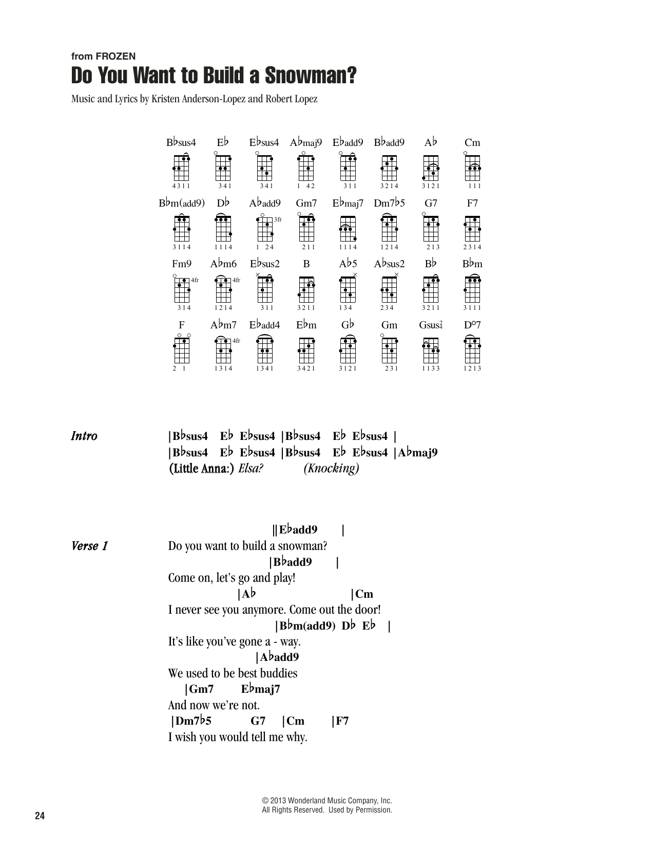 Kristen Bell, Agatha Lee Monn & Katie Lopez Do You Want To Build A Snowman? (from Frozen) sheet music notes printable PDF score