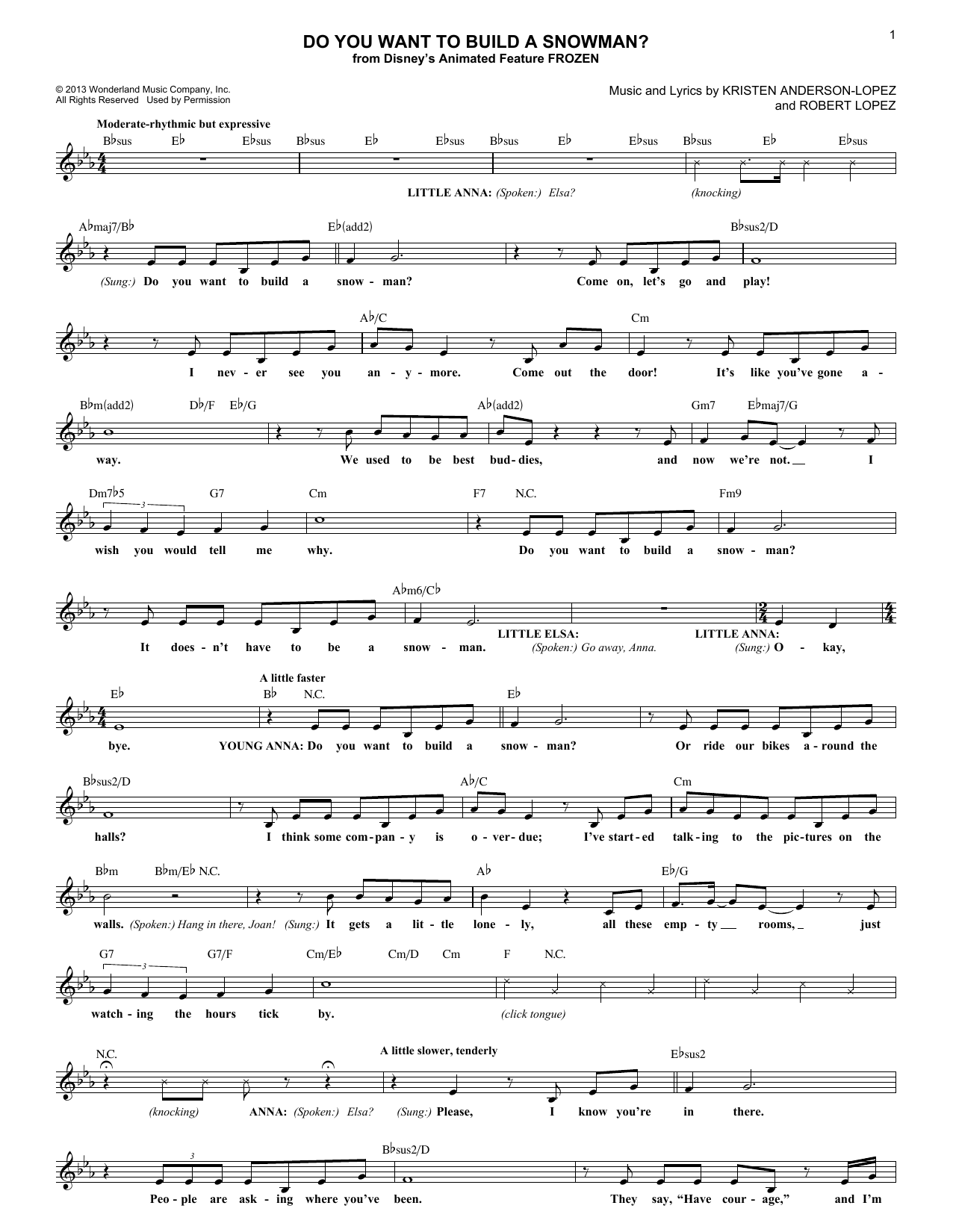 Download Kristen Bell, Agatha Lee Monn & Kati Do You Want To Build A Snowman? (from D Sheet Music