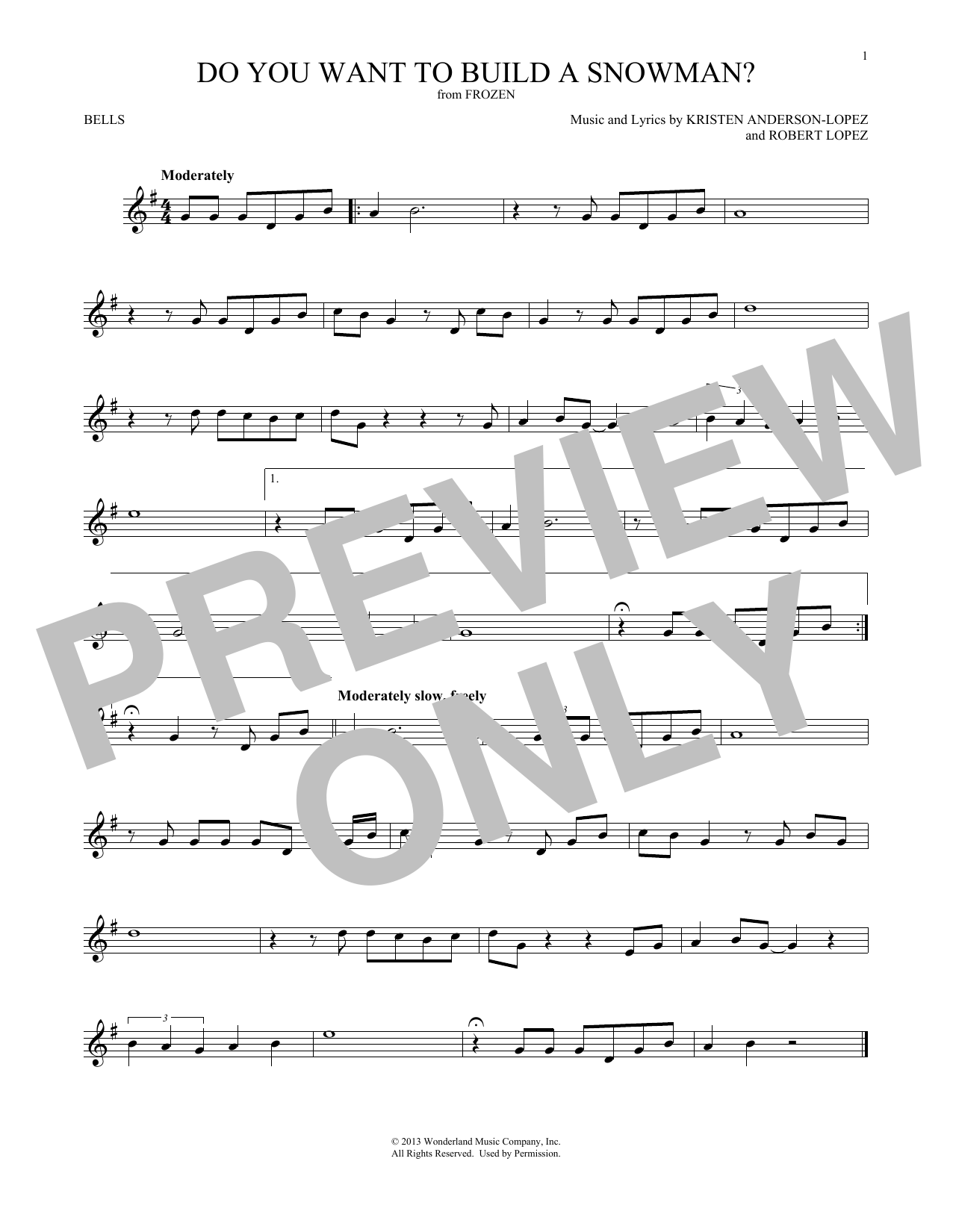 Download Kristen Bell, Agatha Lee Monn & Kati Do You Want To Build A Snowman? (from F Sheet Music