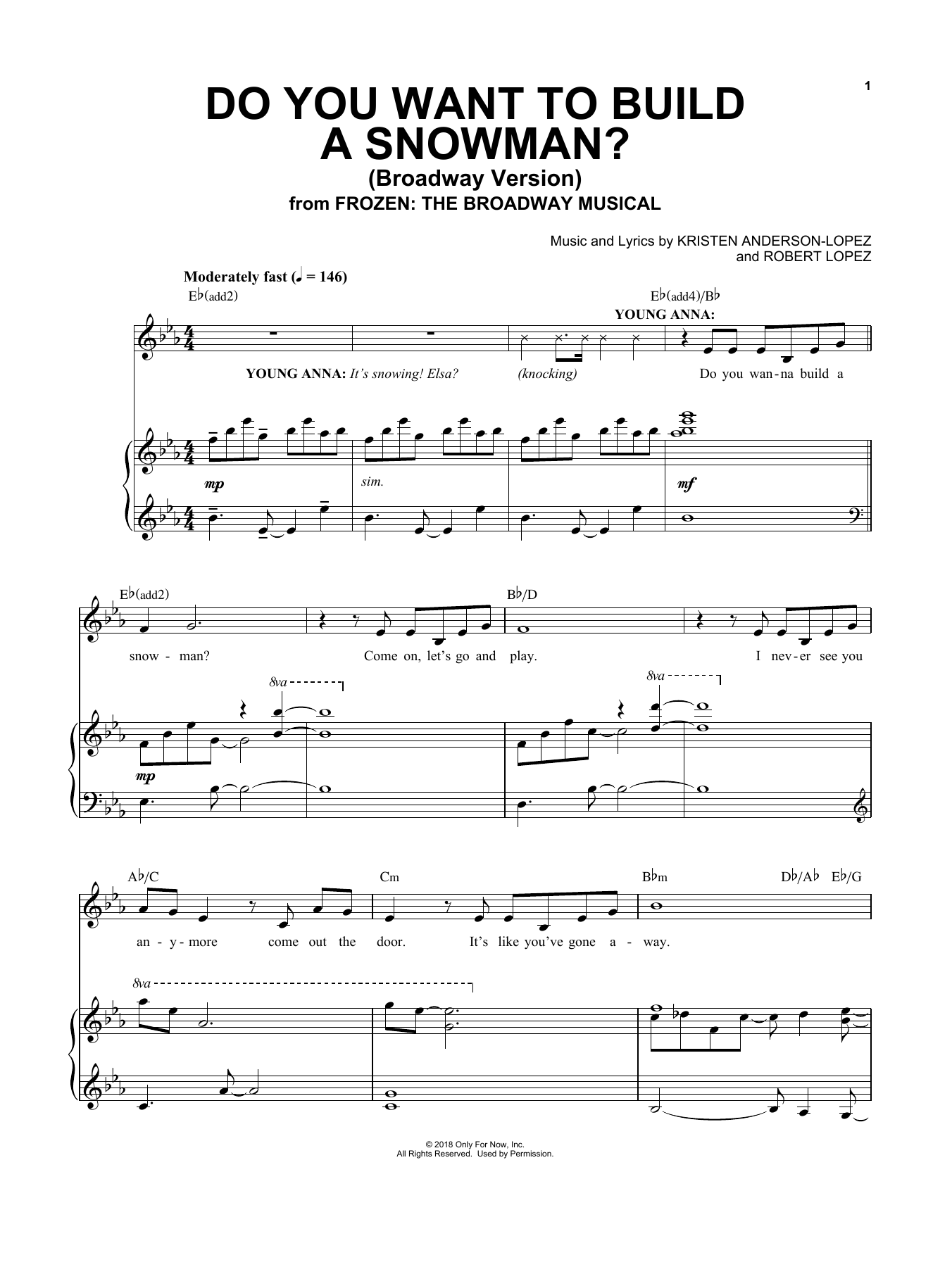 Download Kristen Anderson-Lopez & Robert Lope Do You Want To Build A Snowman? (from F Sheet Music