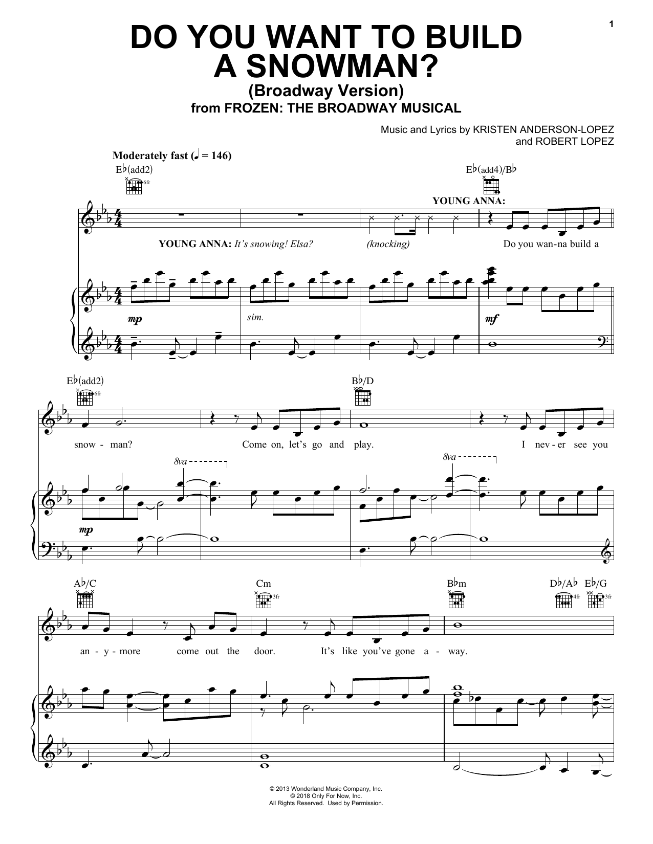 Download Kristen Anderson-Lopez & Robert Lope Do You Want To Build A Snowman? (from F Sheet Music