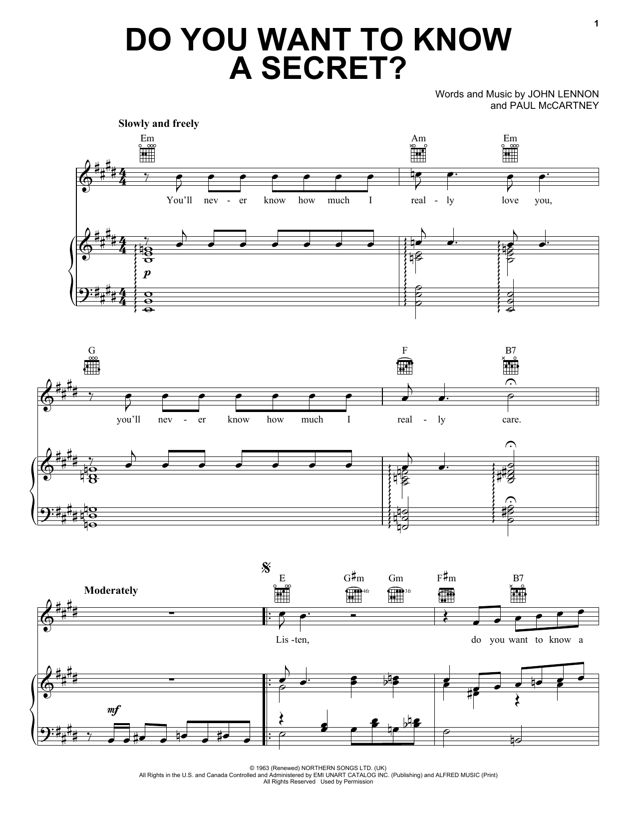 Download The Beatles Do You Want To Know A Secret Sheet Music