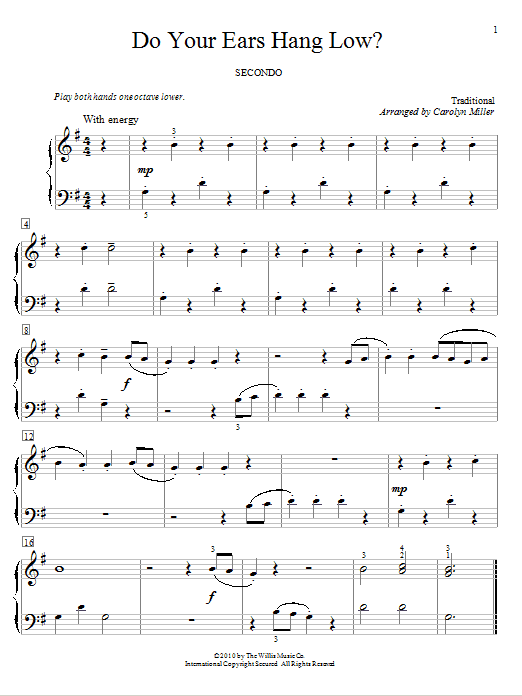Download Traditional Do Your Ears Hang Low? Sheet Music