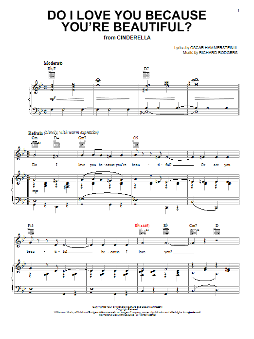 Rodgers & Hammerstein Do I Love You Because You're Beautiful? sheet music notes printable PDF score
