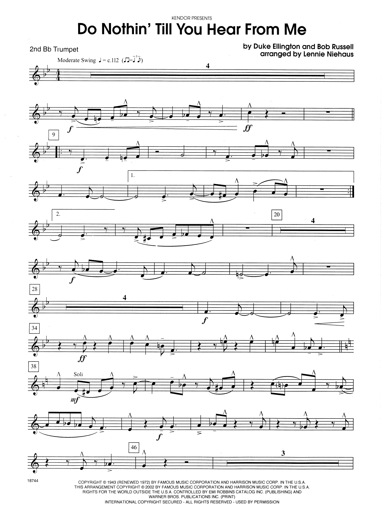 Download Lennie Niehaus Do Nothin' Till You Hear from Me - 2nd Sheet Music