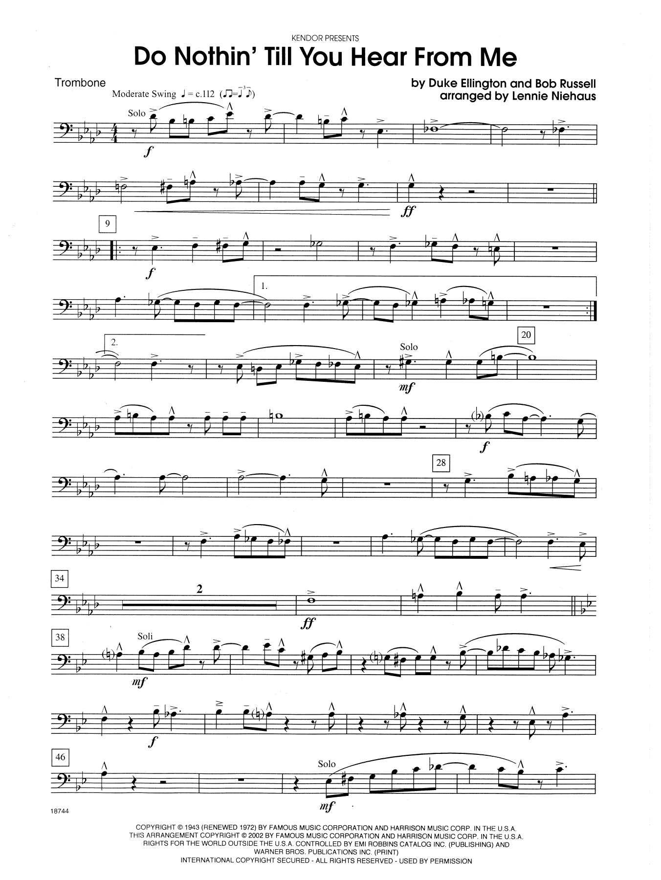 Download Lennie Niehaus Do Nothin' Till You Hear from Me - Trom Sheet Music