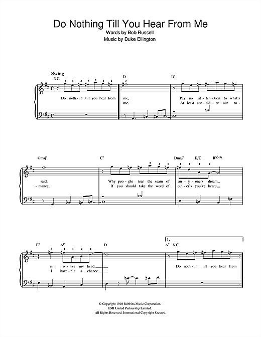 Download Duke Ellington Do Nothin' Till You Hear From Me (Conce Sheet Music