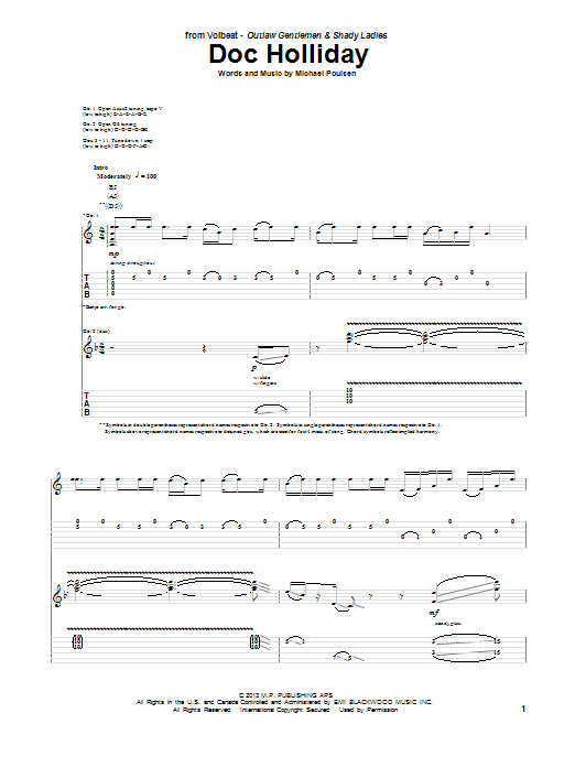 Download Volbeat Doc Holliday Sheet Music