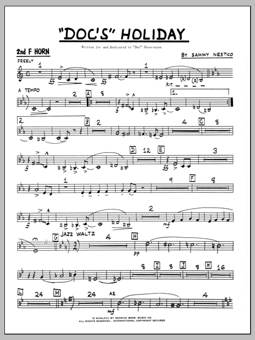 Download Sammy Nestico Doc's Holiday - 2nd F Horn Sheet Music