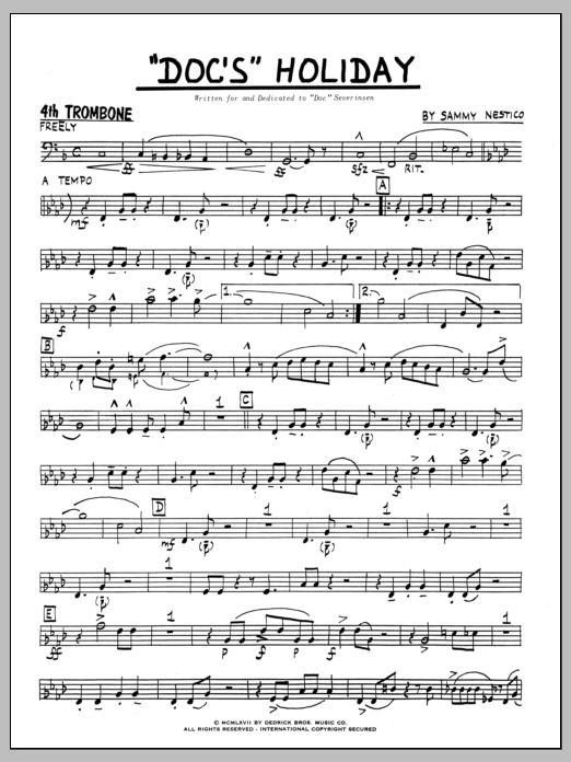 Download Sammy Nestico Doc's Holiday - 4th Trombone Sheet Music