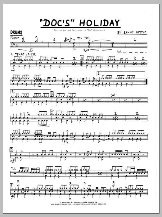 Download Sammy Nestico Doc's Holiday - Drums Sheet Music