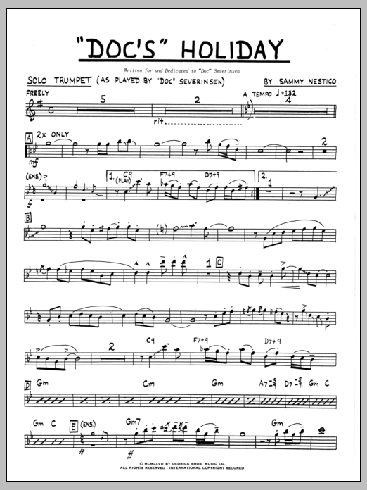 Download Sammy Nestico Doc's Holiday - Trumpet Solo Sheet Music