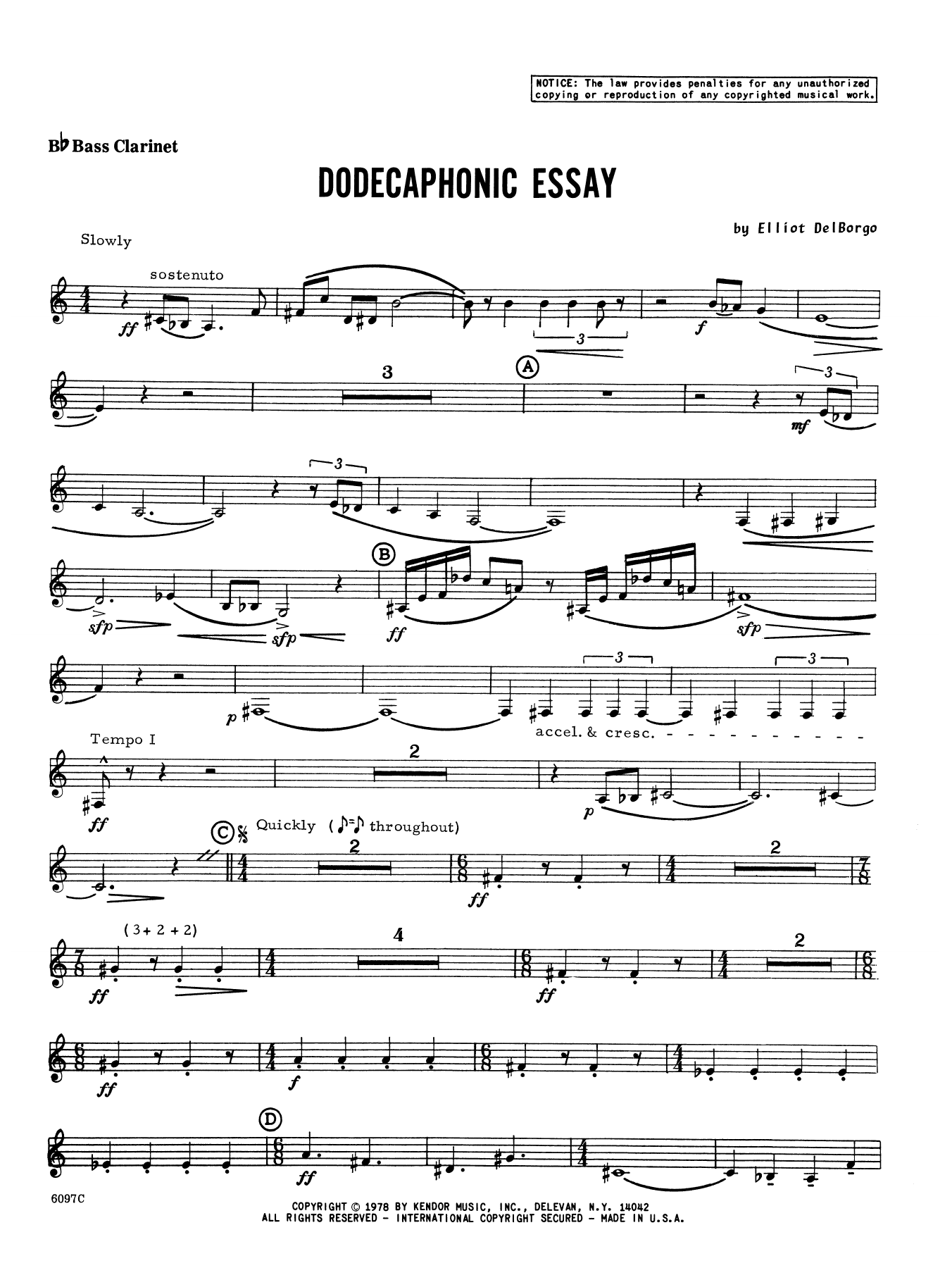 Download Elliot A. Del Borgo Dodecaphonic Essay - Bb Bass Clarinet Sheet Music