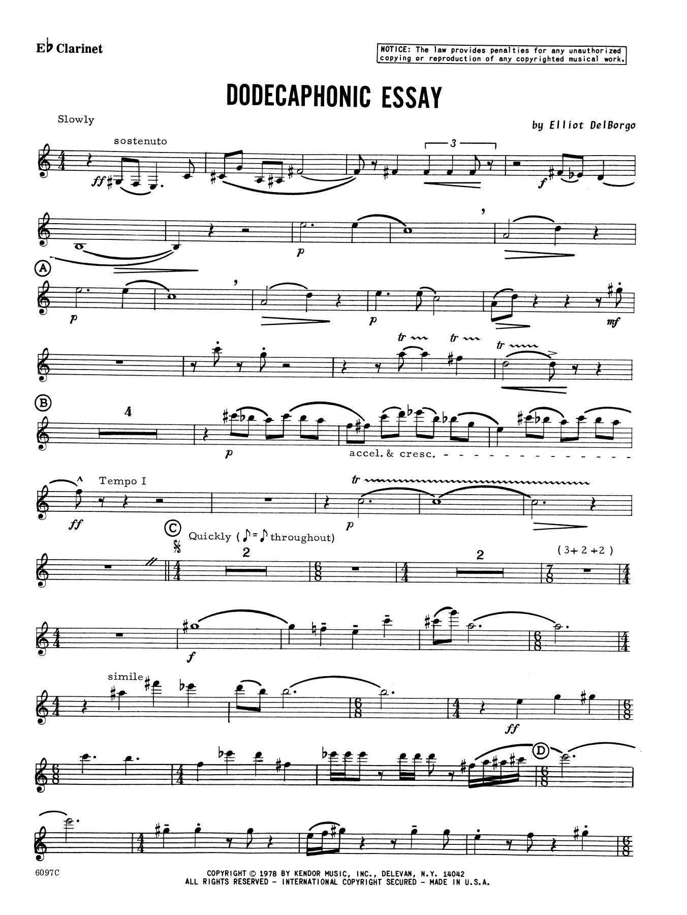 Download Elliot A. Del Borgo Dodecaphonic Essay - Eb Clarinet Sheet Music