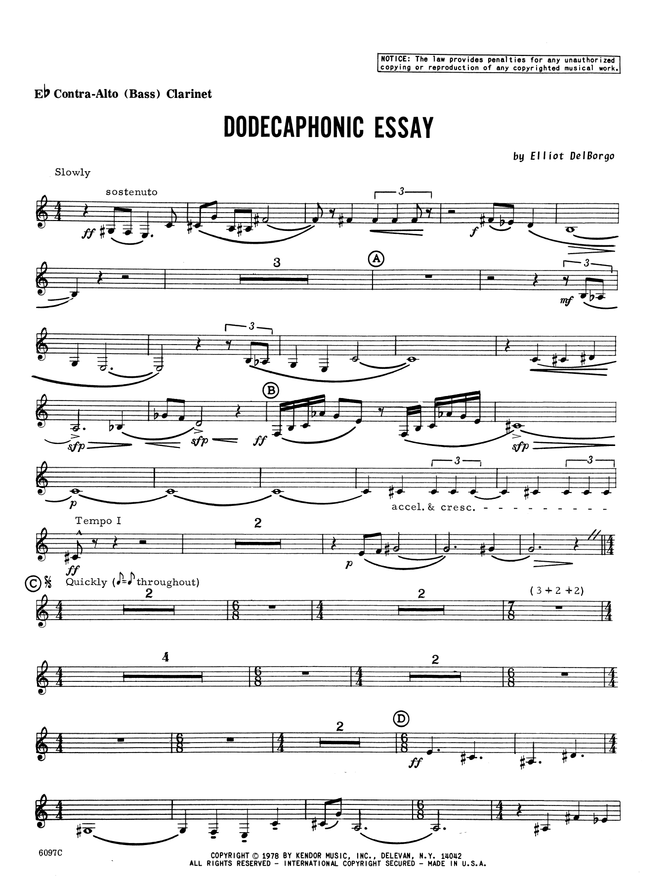Download Elliot A. Del Borgo Dodecaphonic Essay - Eb Contra Bass Cla Sheet Music