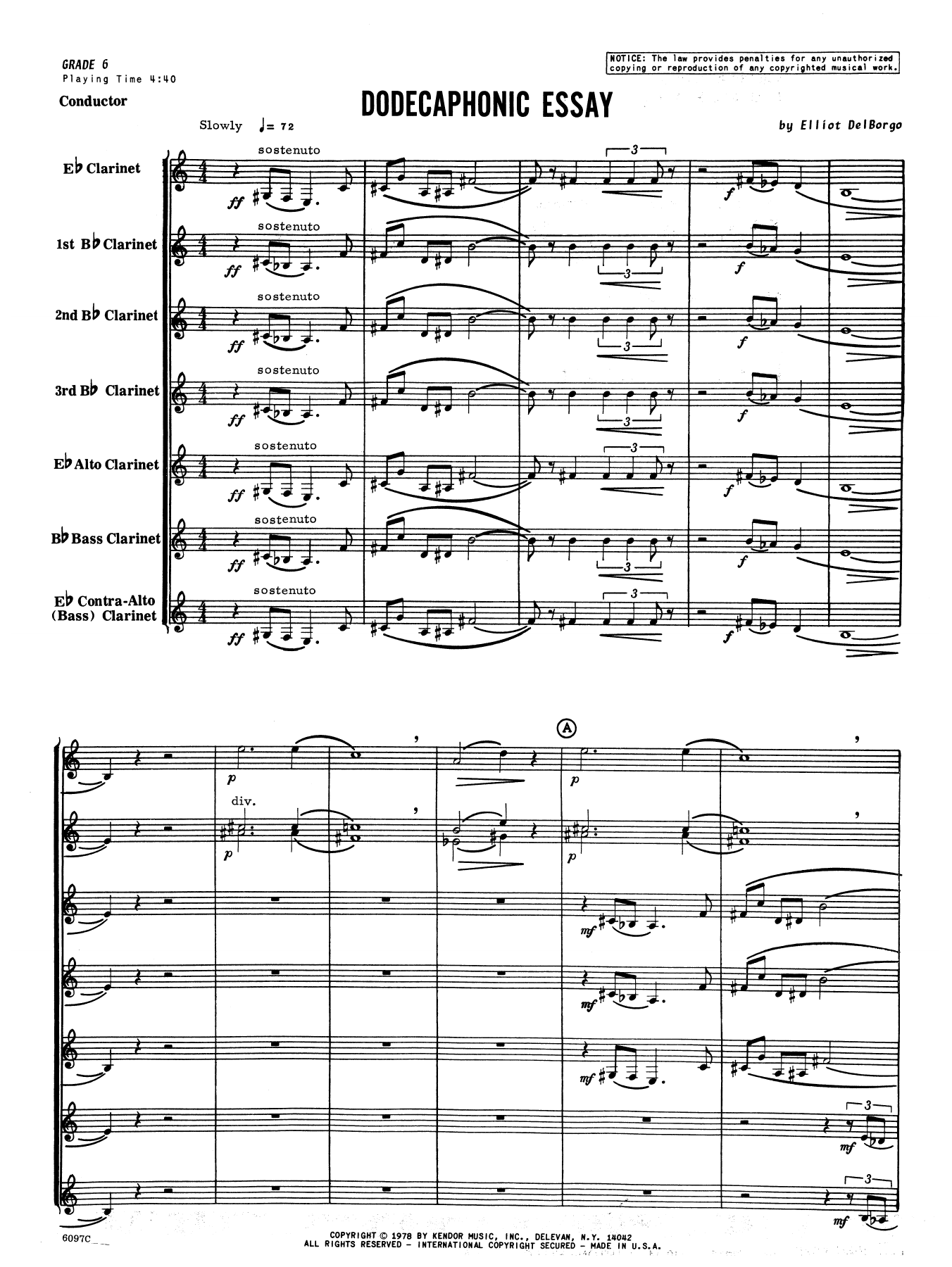 Download Elliot A. Del Borgo Dodecaphonic Essay - Full Score Sheet Music