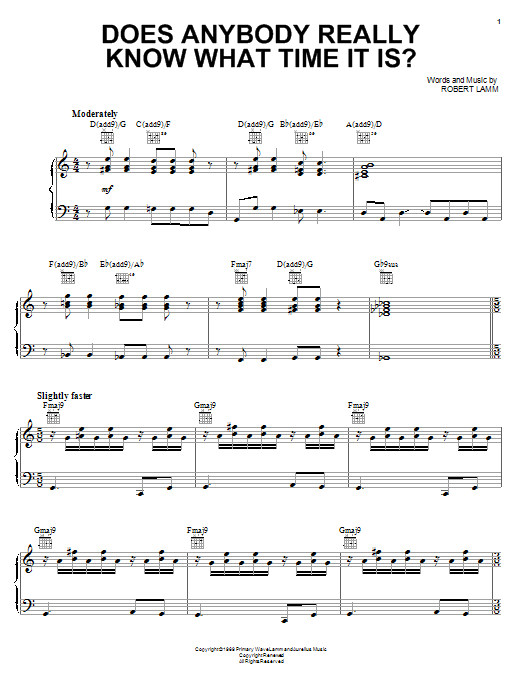 Download Chicago Does Anybody Really Know What Time It I Sheet Music