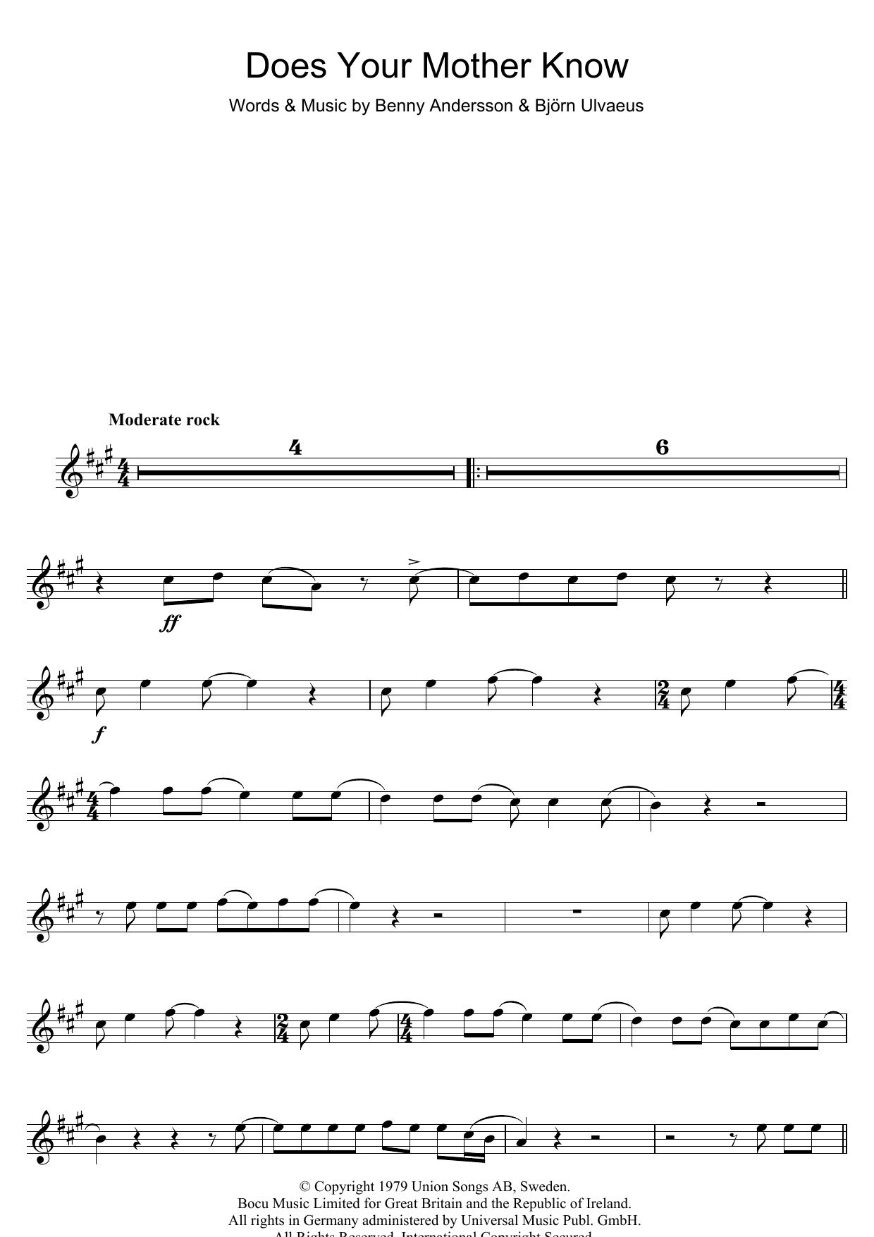 Download ABBA Does Your Mother Know Sheet Music