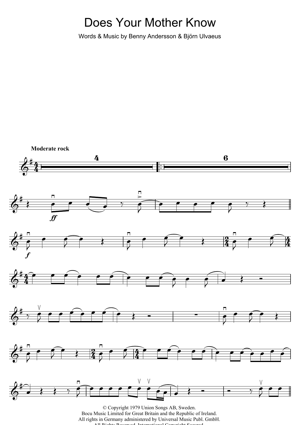 Download ABBA Does Your Mother Know Sheet Music