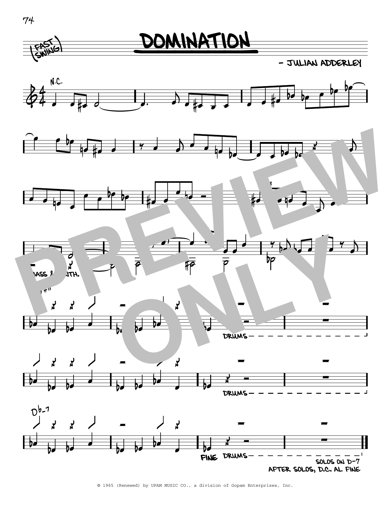 Download Cannonball Adderley Domination Sheet Music