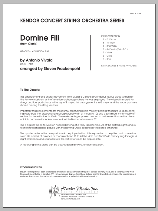 Download Frackenpohl Domine Fili (from Gloria) - Full Score Sheet Music