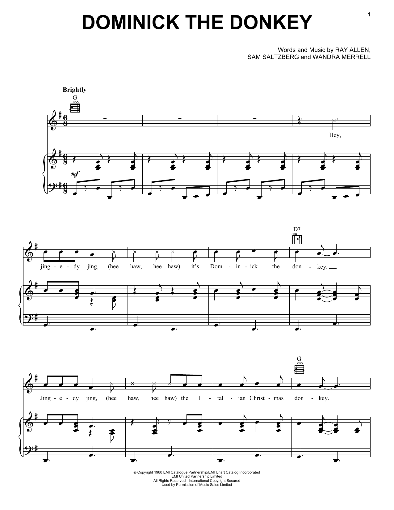 Download Lou Monte Dominick, The Donkey Sheet Music