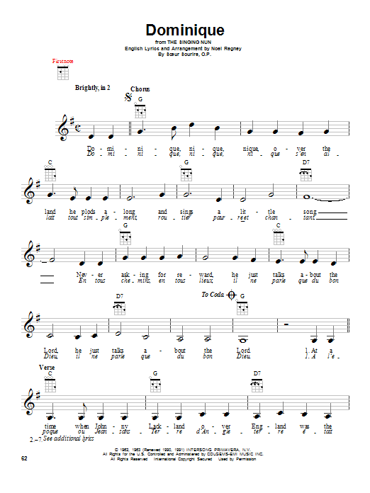 Download The Singing Nun Dominique Sheet Music
