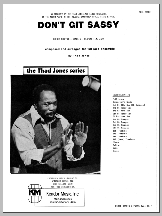 Download Thad Jones Don't Git Sassy - Full Score Sheet Music