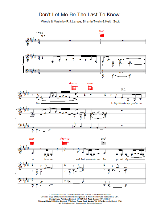 Britney Spears Don't Let Me Be The Last To Know sheet music notes printable PDF score