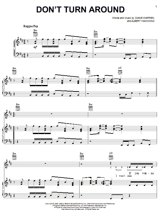 Ace Of Base Don't Turn Around sheet music notes printable PDF score