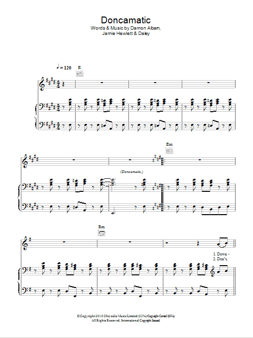 Download Gorillaz Doncamatic (feat. Daley) Sheet Music
