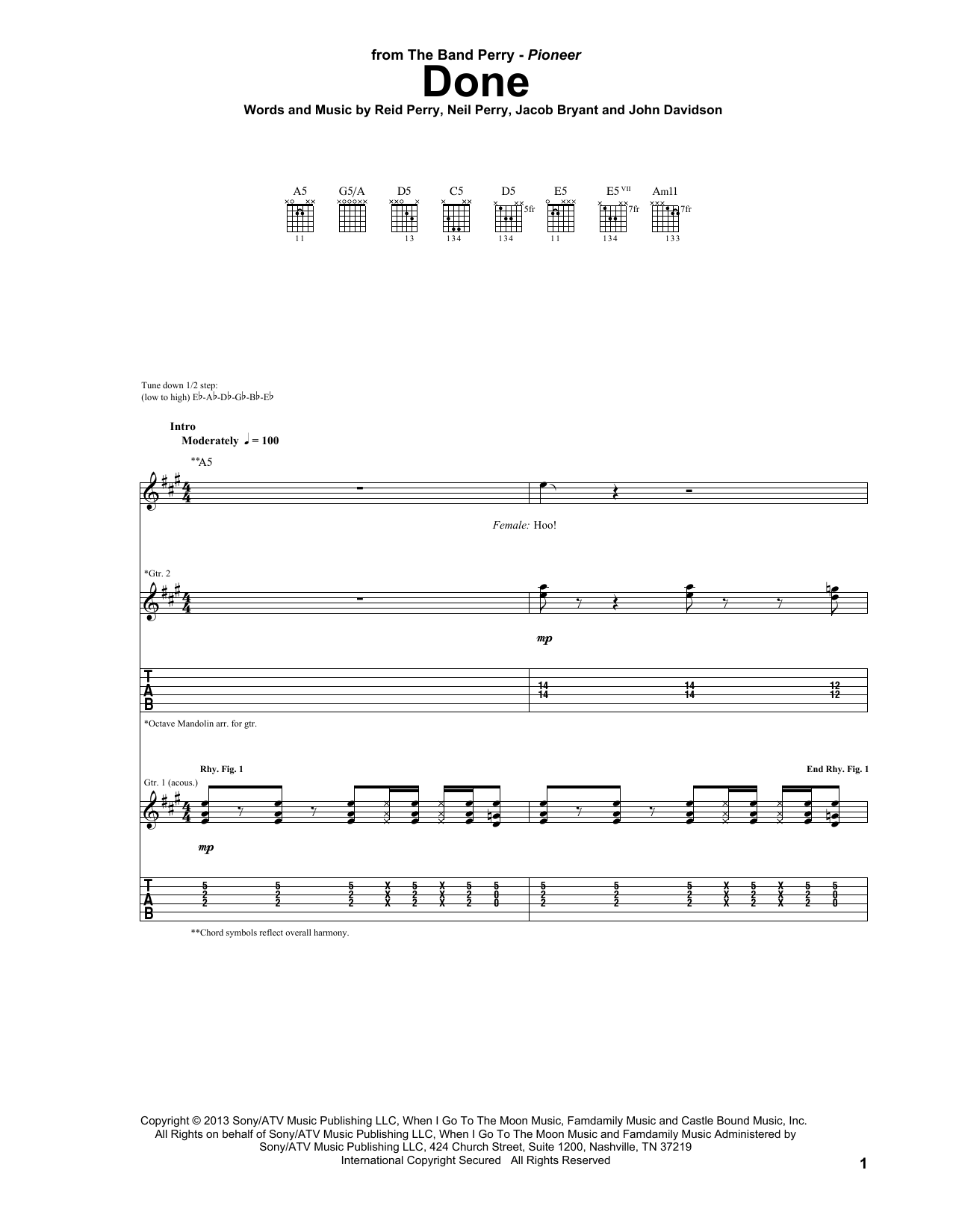 Download The Band Perry Done Sheet Music
