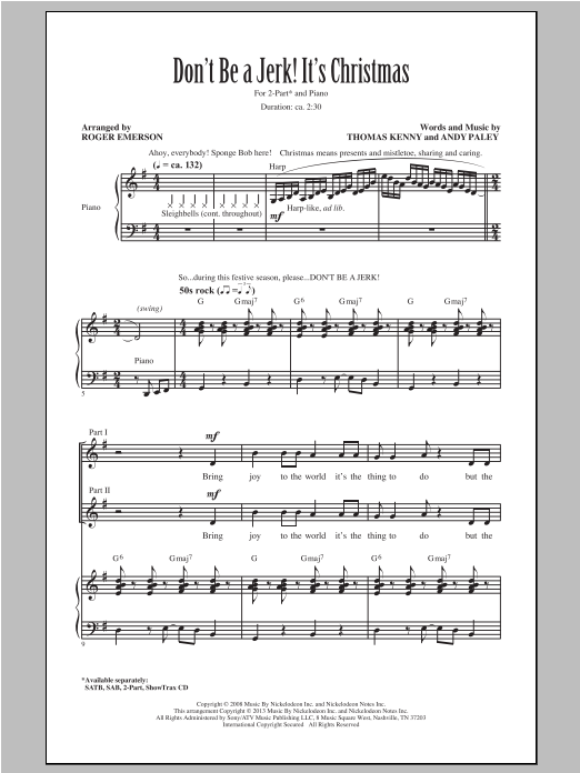 Download Roger Emerson Don't Be A Jerk It's Christmas Sheet Music