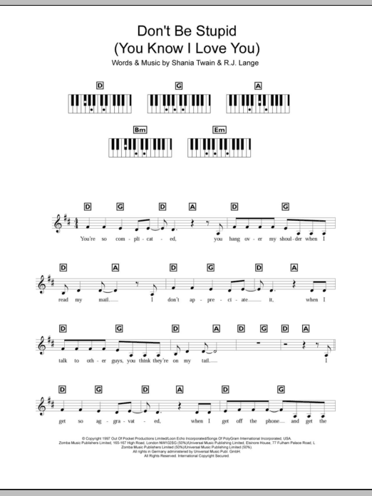 Download Shania Twain Don't Be Stupid (You Know I Love You) Sheet Music