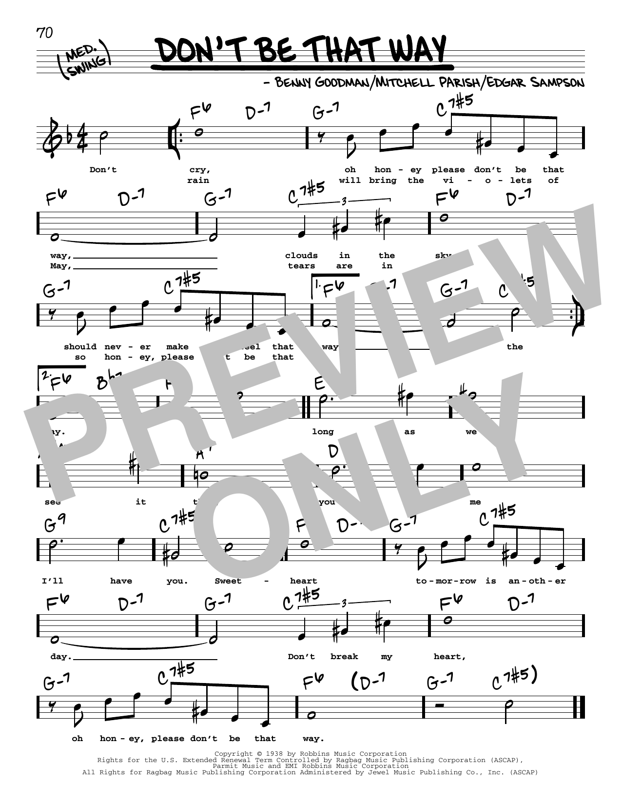 Download Benny Goodman Don't Be That Way (High Voice) Sheet Music