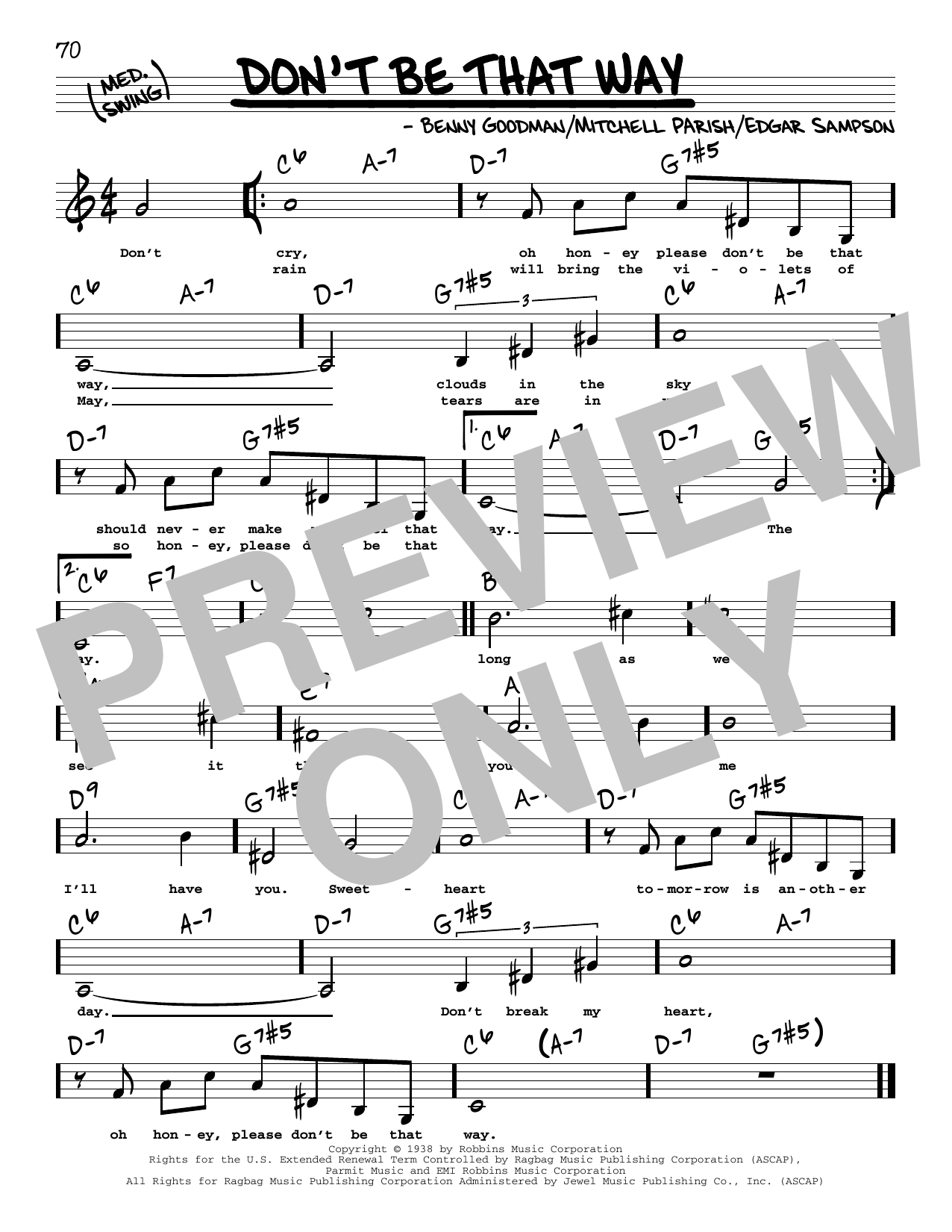 Download Benny Goodman Don't Be That Way (Low Voice) Sheet Music