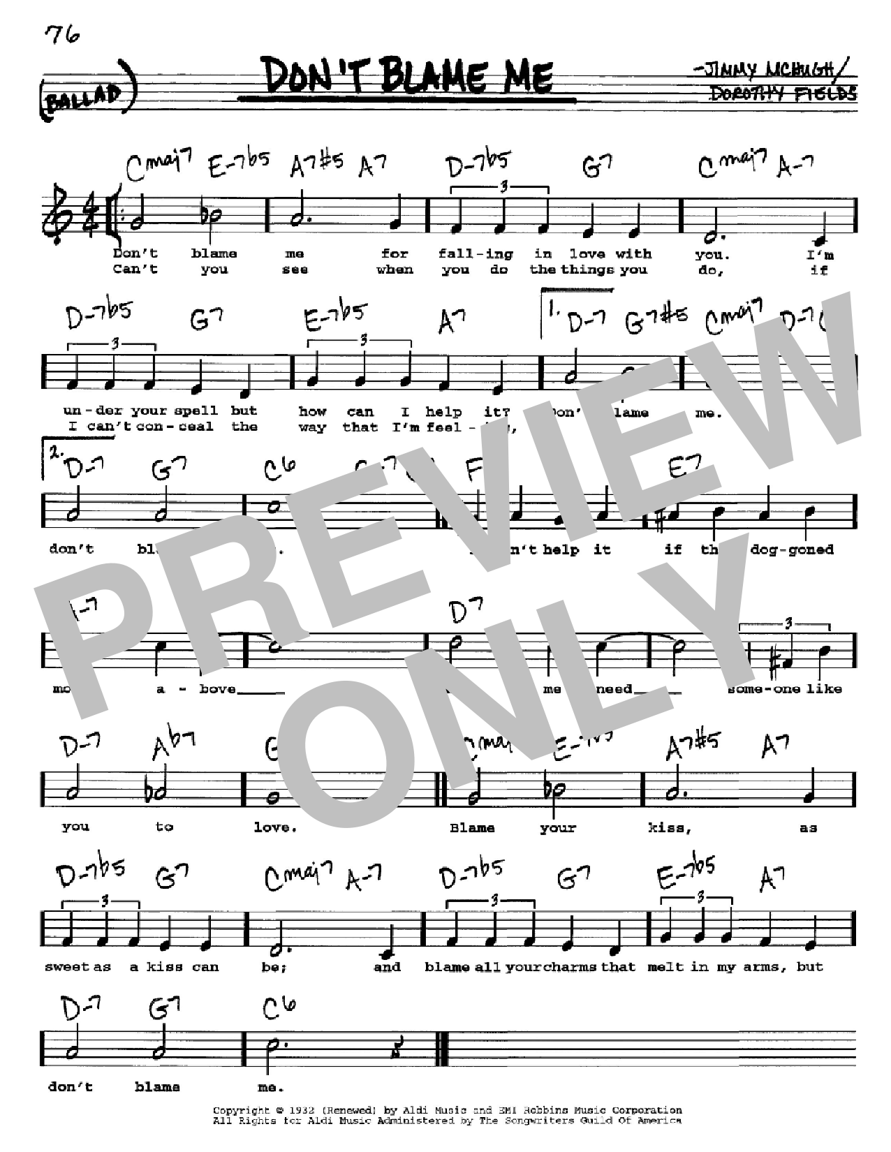 Download Dorothy Fields Don't Blame Me Sheet Music