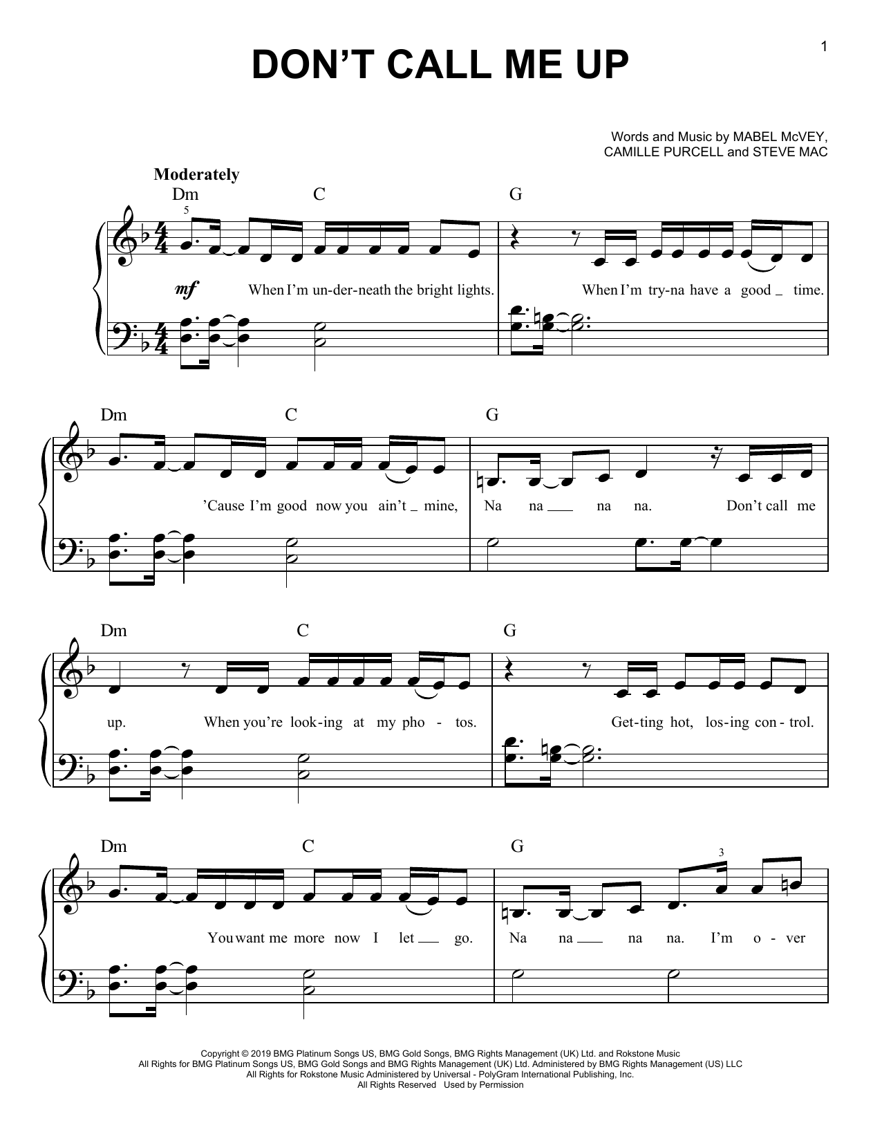 Download Mabel Don't Call Me Up Sheet Music